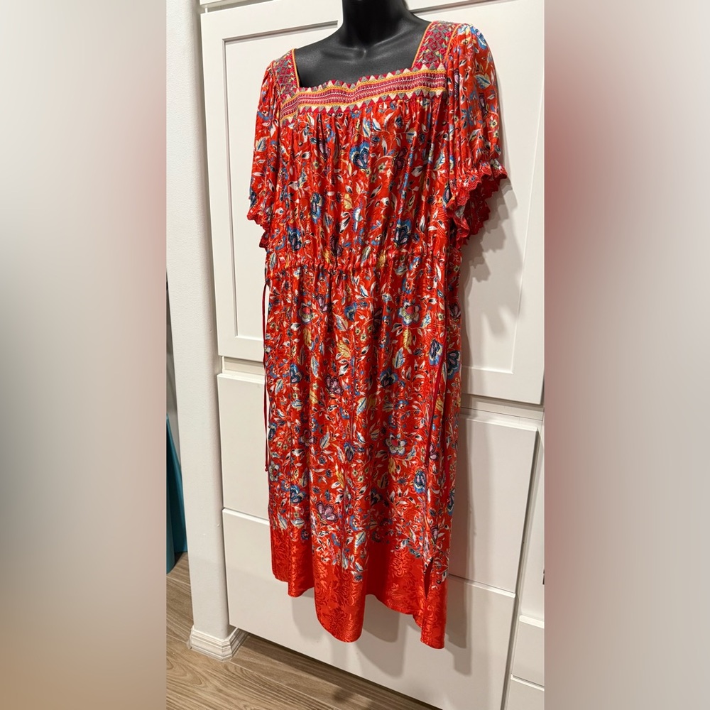 Johnny Was size 1x Vibrant Floral Red Dress